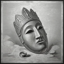 yoruba mask falling from the sky, j. j. grandville, etched onto a steel plate with one weight of line