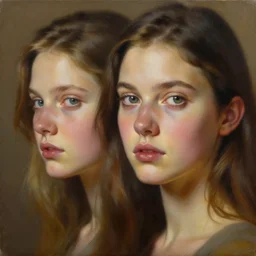 contemporary oil matte portrait painting, a girl saying good bye, detailed faces, wonderful masterpiece highly detailed, beautiful cinematic light deep focus, elegant, smooth, sharp focus, golden ratio, dramatic illumination, ultra realistic, 8 k, art by nathan walsh and jimmy law