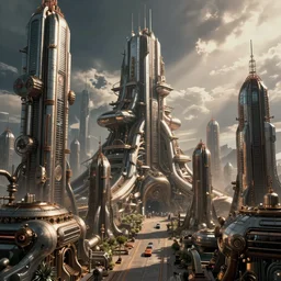 futuristic dystopian city hyperdetailed cgsociety steampunk