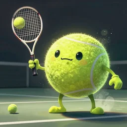 a tennis ball monster with a tennis racquet, bust shot, smooth, intricate, elegant, power aura, digital painting, artstation, concept art, sharp focus, illustration, art by josan gonzalez