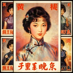 old shanghai poster, a portrait of beautful girl, chinese posters, vintage poster art