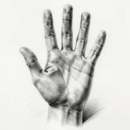 medical reference, anatomical illustration of a hand : : anatomy study of hand : : pencil