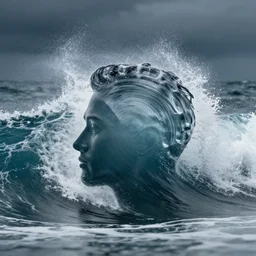 a head becoming waves of sound