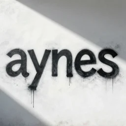 hyperrealistic rendering on very beautiful white wall with beautiful contrast of light and shadow and very dirty graffiti word'aynes ', professional foto, 3 5 mm