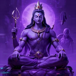 shiva, highly detailed, masterpiece, artstation, art by emika lightweaver and antoine collignon and akihiko yoshida, glitchcore, purple palette