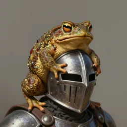 toad sits in a knight's helmet, highly detailed portrait, digital painting, artstation, concept art, smooth, sharp focus ilustration, by luis royo, artstation hq