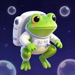 frog astronaut, bubbles, universe, artstation