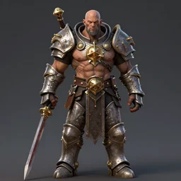 muscular paladin, character portrait, dungeons and dragons.