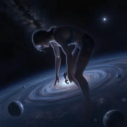 a celestial being bending the time and space continuum, concept art, digital illustration, trending on artstation, deviantart, artgerm, epic composition, masterpiece, highly detailed, advanced technique, ambient lighting, wlop, ross draws
