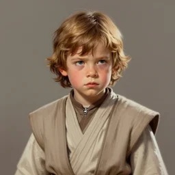 star wars portrait of a teen by greg rutkowski, young anakin solo, he is about 1 3 years old, restless expression, wearing jedi robes, highly detailed portrait, scifi, digital painting, artstation, concept art, smooth, sharp foccus ilustration, artstation hq.