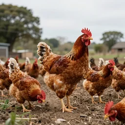 invasion of the chickens, wide angle shot by greg rutkowski
