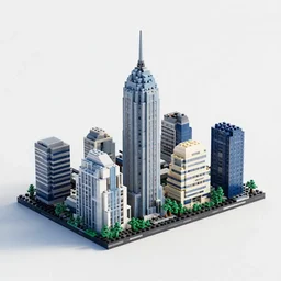 A 3D rendering of a cityscape, made entirely of Lego bricks. vray, photorealistic, Octane Render.