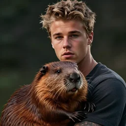 hyperrealistic dslr film still of justin bieber holding his pet beaver, stunning 8 k octane comprehensive 3 d render, inspired by istvan sandorfi & greg rutkowski & unreal engine, perfect facial symmetry, dim volumetric cinematic lighting, extremely hyper - detailed, incredibly real lifelike attributes & flesh texture, intricate, masterpiece, artstation, stunning
