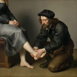 inuit man warms his wife's feet. painting by jan van eyck, moebius, caspar davi friedrich