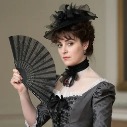Victorian aristocrat lady using a hand fan