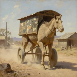 oil painting of a silt strider transport in dusty wild west street, art by anders zorn, wonderful masterpiece by greg rutkowski, beautiful cinematic light, american romanticism by greg manchess, jessica rossier