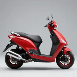 photo of a mbk dio and farm equipment concept scooter, slick rims, red matte paintjob, chrome double exhaust tips, studio light, 8 5 mm, f / 1. 3