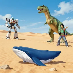 🐋 👽🦖🐉 🤖 🐳 in desert, photography by bussiere rutkowski andreas roch ( by kim jung gi ) ( by george morikawa ) ( by kentaro miura ) ( by eiichiro oda )