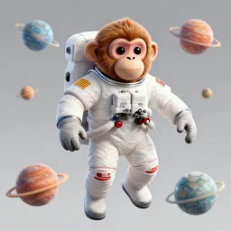 “ 3 d render of a monkey as an austronaut, space, planets ”