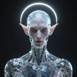 symmetrical artwork. portrait of one biomechanical lich with transparent skin made of glass, artgerm, wlop, halo, octane render, peter mohrbacher, artstation