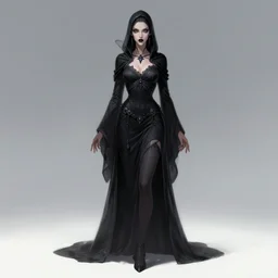 dark sorceress full body view, highly detailed, artgerm style, artstation, soft light, sharp focus, illustration, character design, concept art, correct anatomy