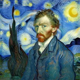 frideric chopin in styl of van gogh