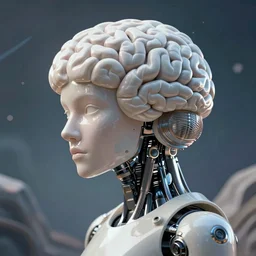 a cyborg from alan turingin the mathematic in the psychedelic metaverse with a big brain full of very powerful neural networks, ultrarealistic, dystopian and utopian art at the same time, octane render, cosmic ufo art