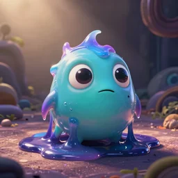 a toxic ooze creature in a pixar artstyle, adorable and whimsical,, fantasy, elegant, digital painting, artstation, unreal engine, octane render, concept art, matte, sharp focus, vibrant colors, high contrast, illustration, art by james jean and justin gerard