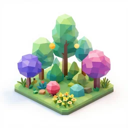 low poly art of nature in beautiful colors, on white background, isometric art, 3 d render, amazing detail, artstation, concept art, behance, ray tracing, smooth, sharp focus, ethereal lighting