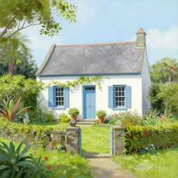 a typical house in a creole garden from reunion island painting by alena aenami