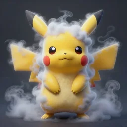high intricate detailed 3 d painting of a cute!!! diabolic!!!!! pikachu covered in cloudy fog!!!!!, rudy siswanto, maria panfilova, elina karimova, by tea me, victor titov, on artstation