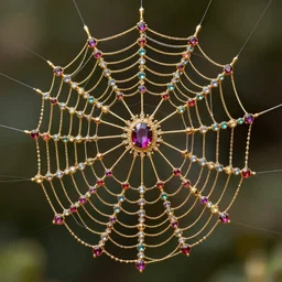 A spiderweb made of gold and vibrant gems!!