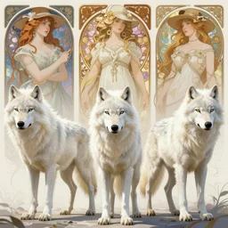 dreamy fantasy pack of wolves, bright, white, epic scene, matte painting, highly detailed, high quality, 8 k, 4 k, octane render, digital painting, alena aenami, lilia alvarado, shinji aramaki, karol bak, alphonse mucha, tom bagshaw
