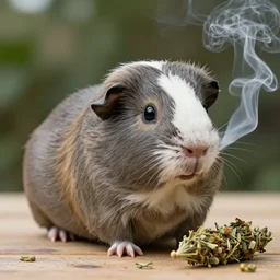 gray guinea pig smoking weed