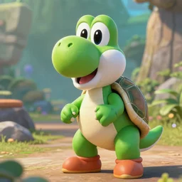 film still of real life anthropomorphic dinosaur turtle yoshi in the new sci - fi movie, 8 k
