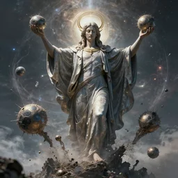 a beautiful timeless, spaceless time God destroying the universe, 8k, highly detailed, digital art work