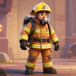 heroic firefighter, screenshot in a typical disney infinity 3 star wars style, artstation, volumetric lighting, subsurface scattering, octane render, by josh black