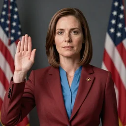 hyperdetailed elaborate minimalist photorealistic portrait of (((Leslie Knope))) taking the oath of office as president of the united states in the style of Caravaggio
