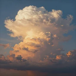 massive cumulonimbus clouds at sunset. in the style of an surreal and sublime awesome oil on canvas masterpiece mural painting by the great masters, unreal engine, 4 k, matte finish, incredible detail