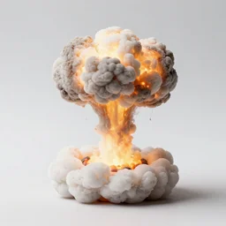 a miniature nuclear explosion, handmade maquette, tilt - shift photography