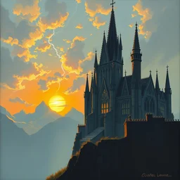 simple oil painting of anor londo from dark souls, volumetric lightning, very sunny weather, sunset, positive vibes, soft brush, trending on artstation, detailed, davinci, vermeer, rembrandt, very beautiful