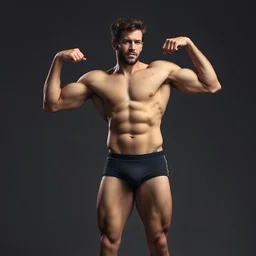 aaron taylor johnson flexing his muscles in a speedo, gray background, alphonse mucha, rhads, ross tran, artstation, artgerm, octane render, 1 6 k