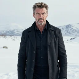 concept art of the next james bond film featuring an older pierce brosnan in the style of jon mccoy, snowy landscapes, extremely detailed
