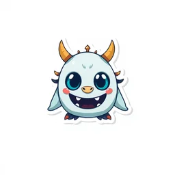 symmetrical cute monster, vector sticker art, sticker, clean background, illustration, spread sheet, game icon