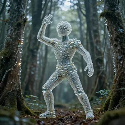 a forest made of glass beads, artistic pose, cinematic shot, intricate, ornate, photorealistic, ultra detailed, realistic, 1 0 0 mm, photography, octane, high definition, depth of field, bokeh, 8 k, artstation