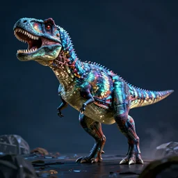 A nuclear tyrannosaurus, bioluminescence, epic composition, volumetric lighting, 8k, octane render, trending on ArtStation