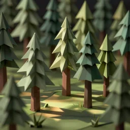 a forest of 3d low poly trees