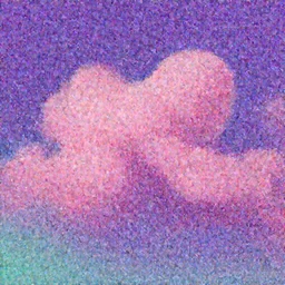 pink fluffy clouds against purple with slight teal gradient, bold strokes noise, by mark riddick and rob gonsalve, uhd, cgsociety, 8k High definition, digital artwork, grain