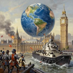 war of the world, battle for london, dital painting, very detailed, art by jakub rozalski