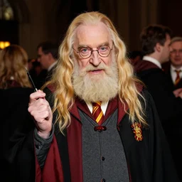 photorealistic of portait of Dumbledore in a party, trending on Artstation